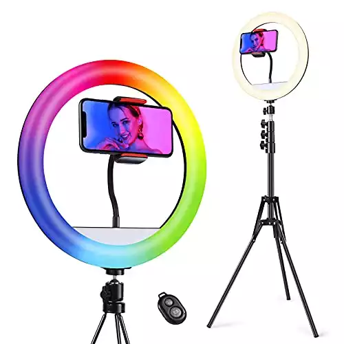 Quntis 12" Selfie Ring Light with 63" Extendable Tripod Stand & Phone Holder