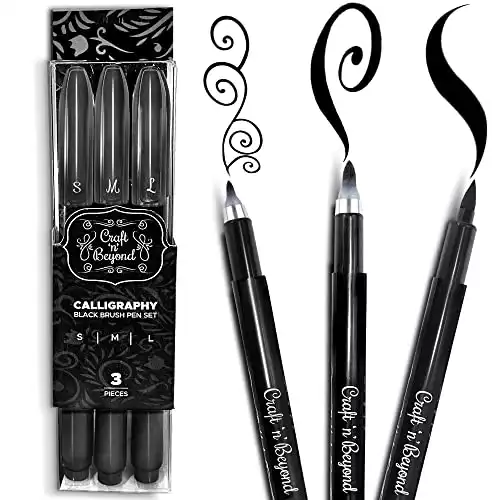 Craft ‘n’ Beyond Calligraphy Brush Pens Pack of 3