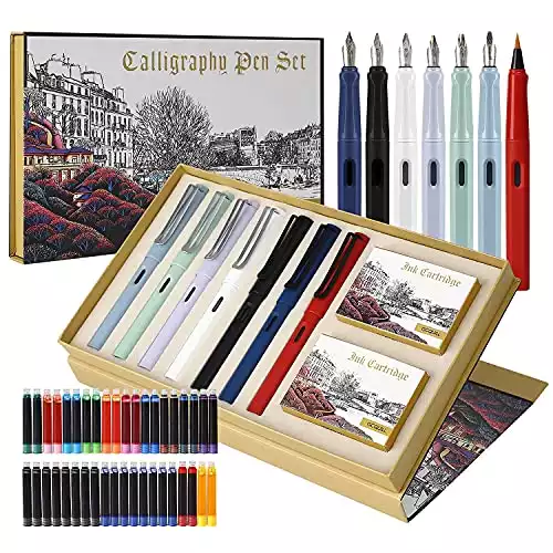 GC QUILL Calligraphy Pen Set, 7 Calligraphy Fountain Pens