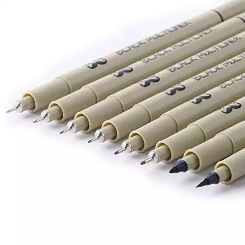 Mr. Pen- Drawing Pens, Black Multiliner, 8 Pack