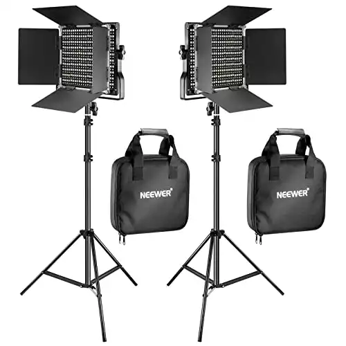 NEEWER 2 Pack Bi Color 660 LED Video Light and Stand Kit