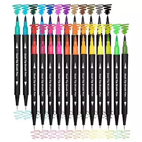 Dual Brush Marker Pens for Coloring,24 Colored Markers