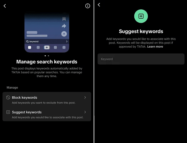 TikTok Adds Post-Publish Keyword Management Tool for Creator Videos